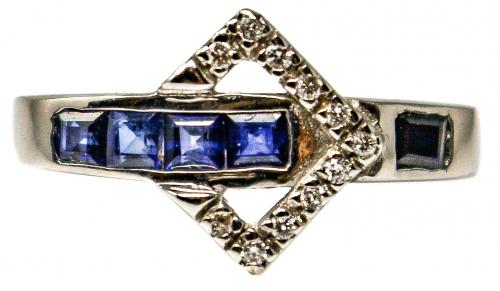 ANILLO CON ZAFIROS Y BRILLANTES