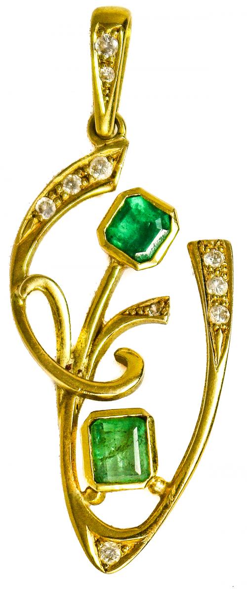 COLGANTE CON BRILLANTES Y ESMERALDAS