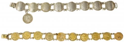DOS PULSERAS CON MONEDAS DE PLATA