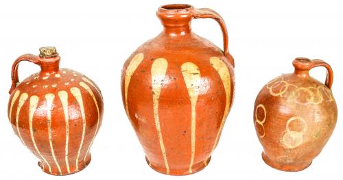 TRES ACEITERAS EN CERÁMICA DE FINALES  DEL S .XIX