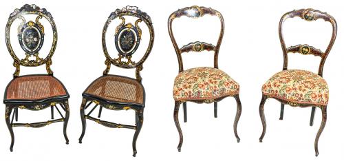 CONJUNTO DOS PAREJAS DE SILLAS DEL S. XIX