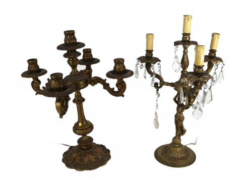 DOS CANDELABROS DE MEDIADOS DE SIGLO XX