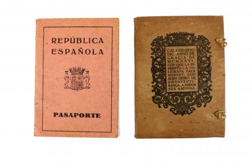 PASAPORTE DE LA REPUBLICA ESPAÑOLA Y CALENDARIO DE 1926