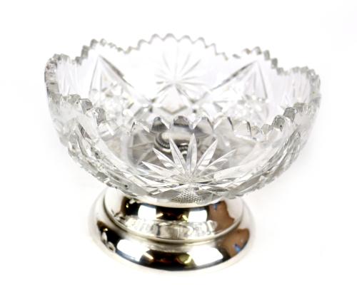 CENTRO DE MESA EN CRISTAL CON BASE EN PLATA