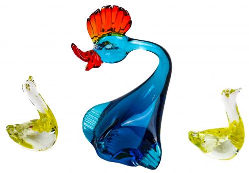 LOTE DE TRES FIGURITAS DE MURANO DE LOS AÑOS 60