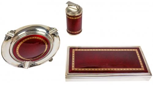CONJUNTO DE FUMADOR EN PLATA DEL TERCER CUARTO DEL S.XX