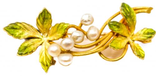 BROCHE CON PERLAS  DE FLES. S.XIX