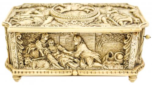 CAJA DE MUSICA AUTÓMATA EN MARFIL DEL S.XIX