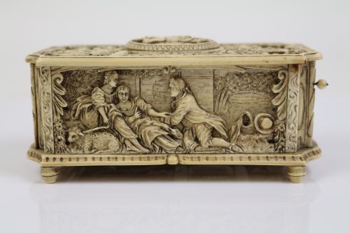 CAJA DE MUSICA AUTÓMATA EN MARFIL DEL S.XIX