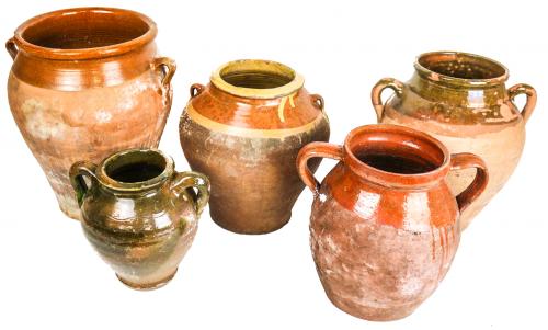 CINCO JARRAS EN TERRACOTA Y CERÁMICA