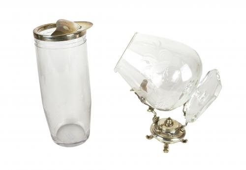 COCTELERA Y COPAS CON CALIENTACOPAS CRISTA Y PLATA