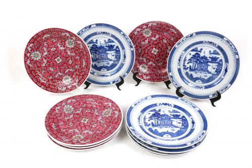 LOTE DE ONCE PLATOS DE PORCELANA ORIENTAL