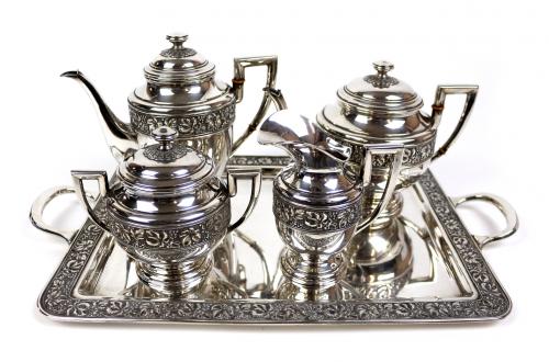 SERVICIO DE CAFÉ Y TÉ EN PLATA AÑOS 40