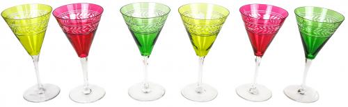SEIS COPAS EN CRISTAL DE MEDIADOS DEL S.XX