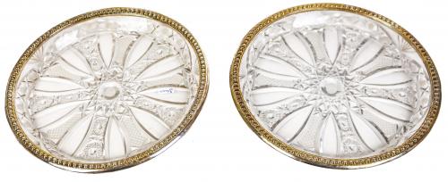 DOS CENTROS EN CRISTAL CON PERFIL EN PLATA
