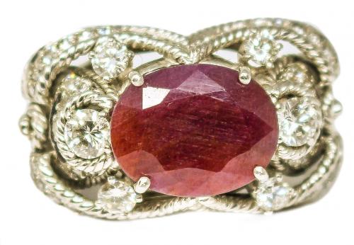 SORTIJA INDÚ CON DIAMANTES Y RUBÍ