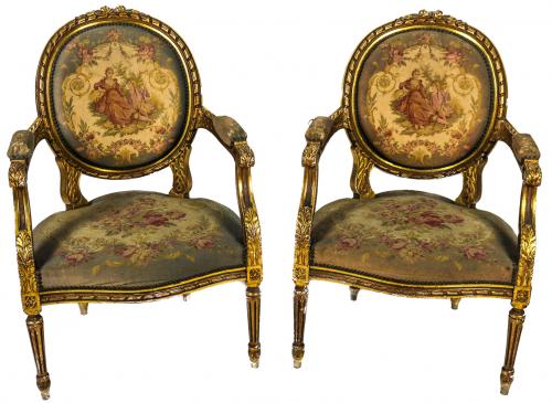PAREJA DE SILLONES ESTILO LUIS XVI
