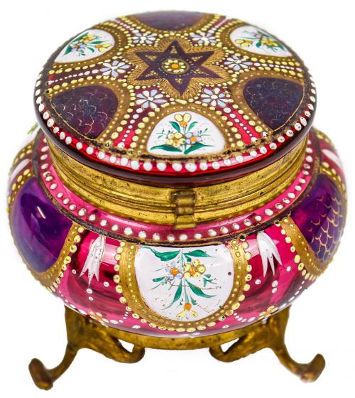PEQUEÑA BOMBONERA EN CRISTAL DE BOHEMIA FLES. S.XIX