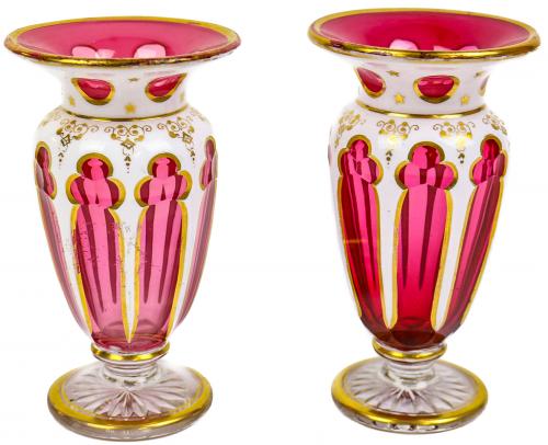PAREJA DE JARRONES EN CRISTAL DE BOHEMIA FLES. S.XIX