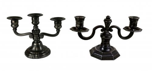 DOS CANDELABROS EN ESTAÑO