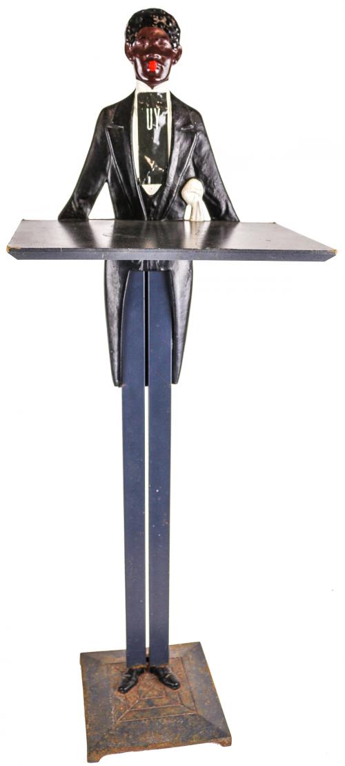 "CAMARERO CON BANDEJA"  FIGURA EN METAL Y MADERA