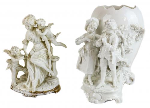 DOS FIGURAS EN BISCUIT Y PORCELANA