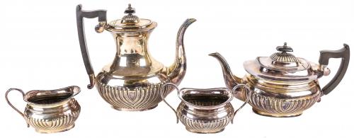 SERVICIO DE CAFÉ Y TÉ INGLES EN METAL PLATEADO