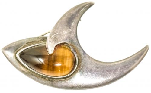BROCHE MEJICANO CON OJO DE TIGRE