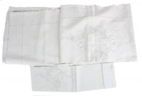 SÁBANA Y FUNDA DE ALMOHADA EN HILO DEL PRIMER TERCIO S.XX