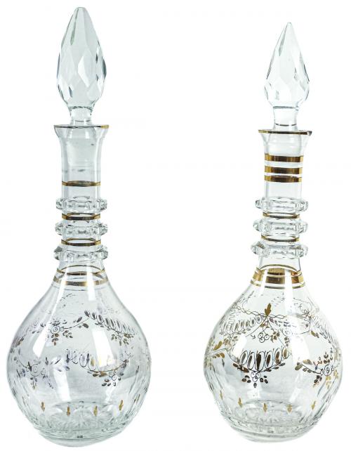 PAREJA DE BOTELLAS DE CRISTAL
