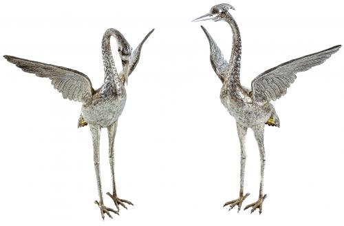 PAREJA DE "AVES LACUSTRES" DE MEDIADOS DE SIGLO XX