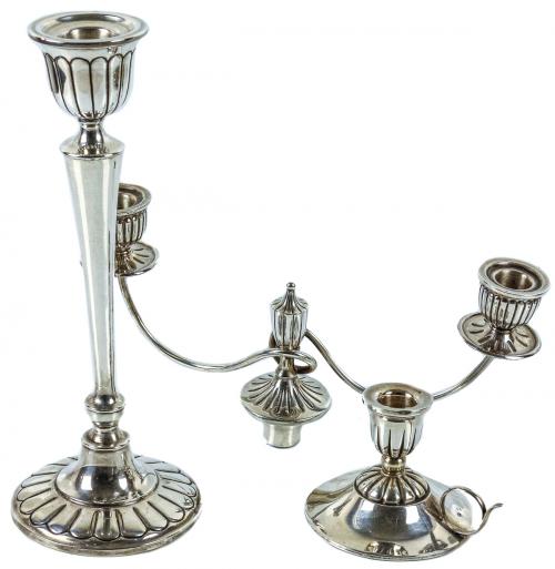 CANDELABRO DE DOS BRAZOS Y CANDELERO DE LOS AÑOS 60