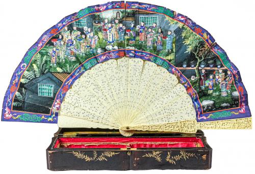 ABANICO ORIENTAL DE FINALES DEL SIGLO XIX