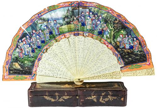 ABANICO ORIENTAL DE FINALES DEL SIGLO XIX