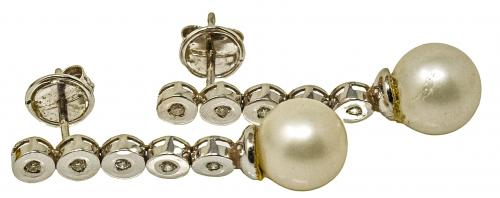 PENDIENTES LARGOS CON PERLA Y BRILLANTES