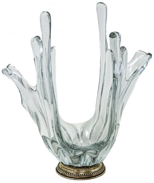 JARRÓN CRISTAL Y PLATA DEL ÚLTIMO CUARTO DEL S.XX