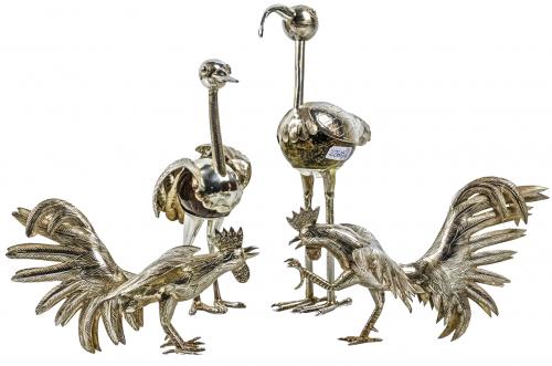 PAREJA DE GALLOS Y PAREJA DE FLAMENCOS