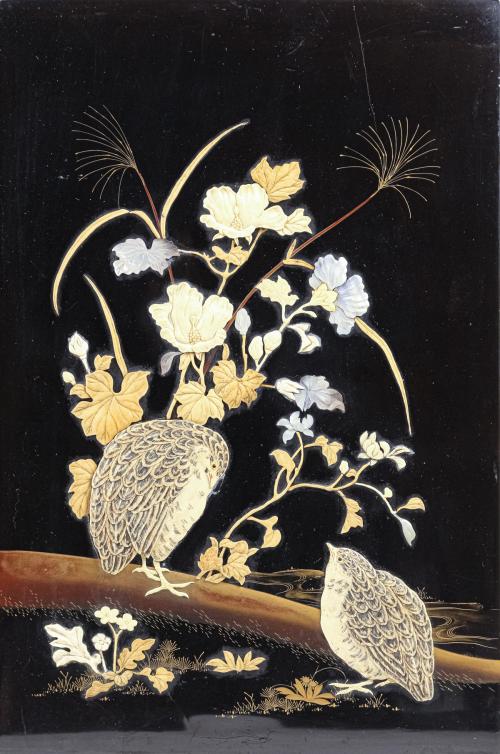 PAREJA DE PLAFONES DECORATIVOS JAPONESES DEL S.XIX