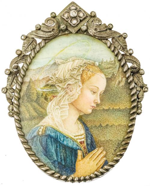 BROCHE CON MINIATURA FIRMADA C.MARY AÑOS 30