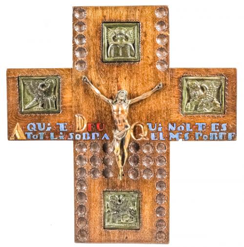CRUCIFIJO ITALIANO DE MEDIADIOS DEL S.XX