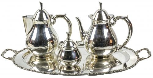 SERVICIO DE CAFÉ EN PLATA DE MEDIADOS DEL S.XX