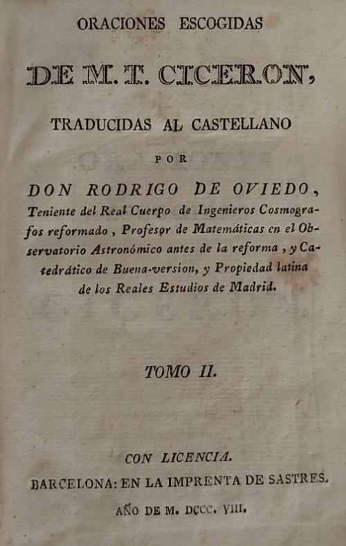 ORACIONES ESCOGIDAS DE M. T. CICERON. (MARCO TULIO CICERÓN)