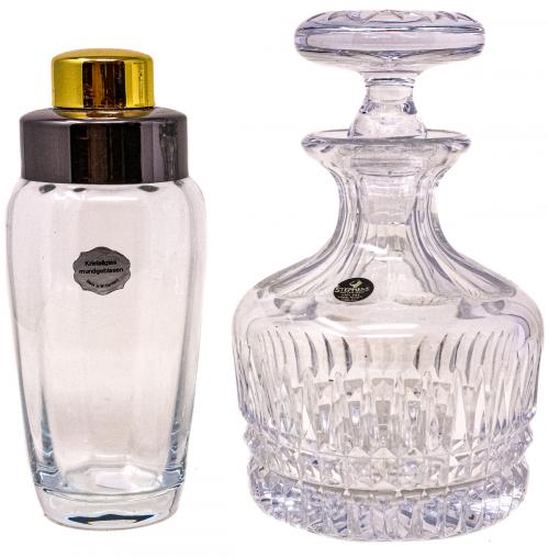 BOTELLA LICORERA Y COCTELERA DE CRISTAL