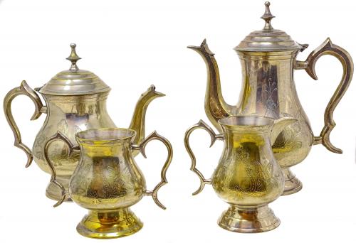 SERVICIO DE CAFÉ Y TÉ EN METAL PLATEADO PRIMER TERCIO S.XX