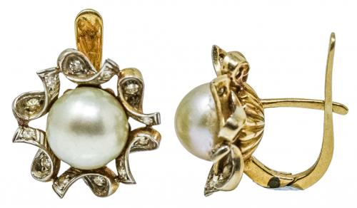 PENDIENTES CON PERLAS Y DIAMANTES DE LOS AÑOS 50