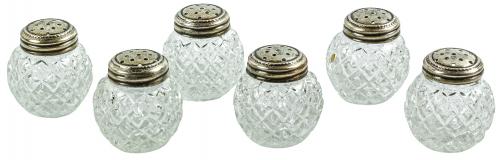 SEIS SALERITOS DE CRISTAL Y PLATA