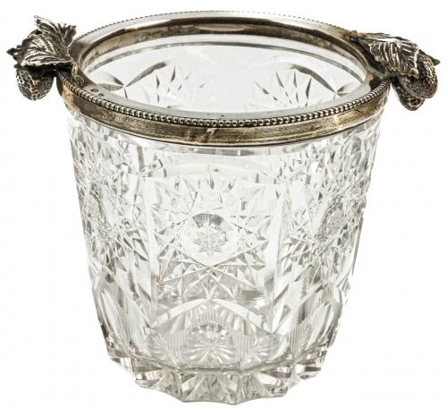 PEQUEÑA CUBITERA EN CRISTAL Y PLATA DE MEDIADOS DEL S.XX