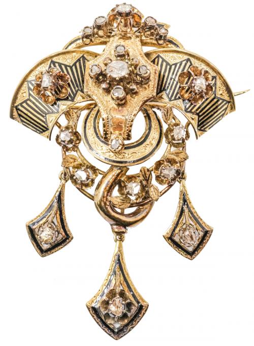 BROCHE ALFONSINO DE FLES. S.XIX