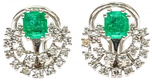 PENDIENTES ROSETÓN CON ESMERALDA DE LOS AÑOS 70