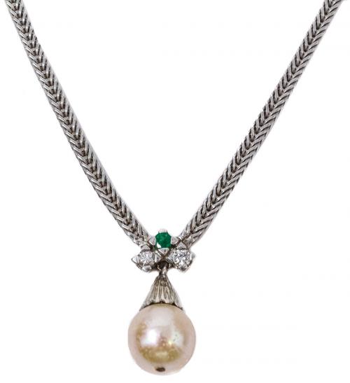 GARGANTILLA CON ESMERALDA Y BRILLANTES DE LOS AÑOS 70